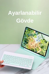 Qpen Samsung Galaxy X800 Tab S8 Plus Uyumlu 12.4 inç Klavyeli Tablet Kılıf thumbnail 7