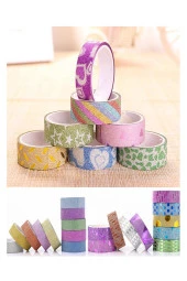 Renkli Desenli Simli Bant 6 Adet Smli Hologramlı Bant 3 Metre Hobi Bantı Farklı Renklerde Gönderim - 3