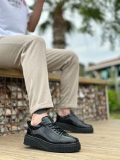 BA8104 BOA Yüksek Taban Rugan Siyah Bağcıklı Erkek Ayakkabı thumbnail 1