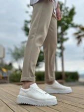 BA8104 BOA Yüksek Taban Rugan Beyaz Bağcıklı Erkek Ayakkabı - 4