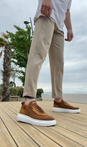 BA0812 Özel Örme Triko Tarz Taba Renk Spor Ayakkabı - 4