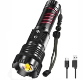 BR-6800 Zoomlu 30w  El Feneri Cob Led 8 Fonksiyonlu C-Tip Şarj Edilebilir Powerbank Taktik El Feneri - 1