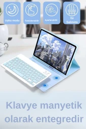 Qpen Samsung Galaxy X200 Tab A8 Uyumlu 10.5 inç Klavyeli Tablet Kılıf thumbnail 10