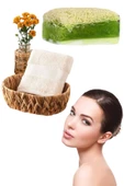 2li Set  Doğal Kabak Lifli Keçi Sütü  Aloevera Sabun El Yüz Kurulama Havlu - 1