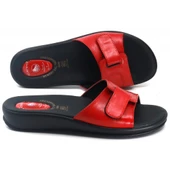 Ceyo 9200-12 Hafızalı Jelli Taban  Kadın Terlik Kırmızı - 3