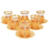 6'LI OSMANLI ÇAY SETİ SARI - 1