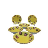 PORSELEN EL BOYAMA ÇAY TABAĞI 6'LI SARI - 1