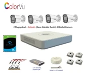 Hikvision 2mp 4 kameralı Dış ortam AHD HD-TVI ColorVu Gece Renkli Kamera Seti 2TB Disk - 1