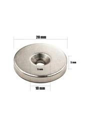 Havşalı Neodyum Mıknatıs - Ø20xø10/5x5mm - Ahşap, Plastik, Betona 5 adet - 1