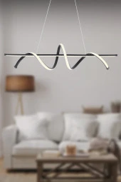 Dekorluna Pane Siyah Modern Led Avize Beyaz Işık Salon Mutfak Oda Hol Ledli Avize Yemek Masası Led Avize - 1