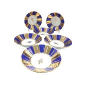 6'LI GOLD PORSELEN ÇAY TABAĞI KOBALT - 1