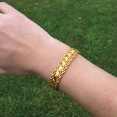 Altın Kaplama Burgu Zincir Ve Arpa Zincir Kadın Bileklik BLK-155 thumbnail 6