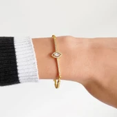 Altın Kaplama Dikdörtgen Detaylı Su Yolu Dorika Bileklik BLK-419 thumbnail 2