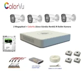 Hikvision 2mp 4 kameralı Dış ortam AHD HD-TVI ColorVu Gece Renkli Kamera Seti 500GB Disk - 1