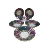 MORPİ 6'LI DESENLİ PORSELEN ÇAY TABAĞI - 1