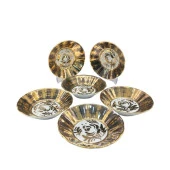 PORSELEN EL DEKOR ÇAY TABAĞI 6'LI ZÜHRE - 1