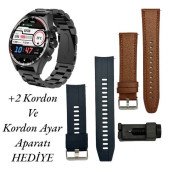 SK27 Business Amoled Ekran Metal / Deri / Silikon Kordonlu Watch 4 Pro Uyumlu Akıllı Saat - 1