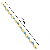 Altın Kaplama Turkuaz Taşlı Bayan Bileklik BLK-212 - 4