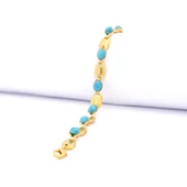 Altın Kaplama Turkuaz Taşlı Bayan Bileklik BLK-212 - 1