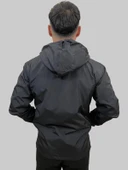 Erkek Kapüşonlu Kaplama Detaylı Siyah Yağmurluk - 3