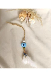 Nazar Boncuk Kuş Tüylü Dikiz Ayna Süsü Kötü Göz Kovucu Araba Süsü - 12