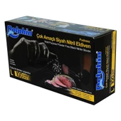 Dolphin Latexsiz Pudrasız Siyah Nitril Gıda Eldiveni (L) 100lü - 1