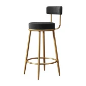 Halley Bar Taburesi Arkalıklı - Gold ESB - Siyah Kadife - 1