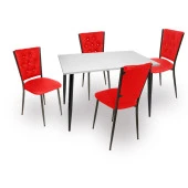 Manolya Kapitoneli ESB Mutfak Masa Takımı (Deri) - Kırmızı - 1