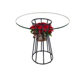 Palermo - Buket Cam Yuvarlak Mutfak Masası (Saksı Hediyeli) - 1