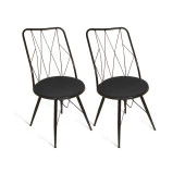 Royal Tel Sandalye (Elektrostatik Boya) 2 Adet - Siyah - 1