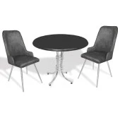 Buket Werzalit Yuvarlak - Çırağan 2li Mutfak Masa Takımı - Füme - 1