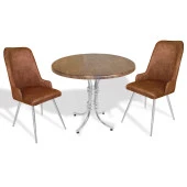 Buket Werzalit Yuvarlak - Çırağan 2li Mutfak Masa Takımı - Antik Dark Kahve - 1