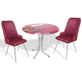 Buket Werzalit Yuvarlak - Çırağan 2li Mutfak Masa Takımı -  Red Wood Fuşya - 1