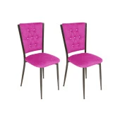 Kapitoneli Sandalye ESB (Kumaş) 2 Adet - Mor - 1