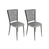 Kapitoneli Sandalye ESB (Kumaş) 2 Adet - Füme - 1