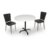 Indigo Werzalit Yuvarlak - Kapitoneli 2li Masa Takımı (80 cm çap) - Siyah - 1