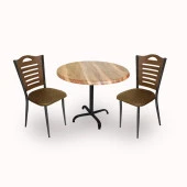 Indigo Werzalit Yuvarlak - Merdiven Fiskos Seti (70 cm çap) - Indiana Wood Kahve - 1