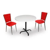 Indigo Werzalit Yuvarlak - Kapitoneli Fiskos Seti (90 cm çap) - Kırmızı - 1