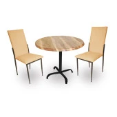 Indigo Werzalit Yuvarlak - Gözde Fiskos Seti (90 cm çap) - Indiana Wood Kapiçino - 1