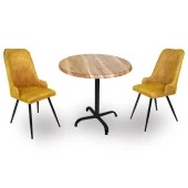 Indigo Werzalit Yuvarlak - Çırağan Fiskos Seti (70 cm çap) - Indiana Wood Sarı - 1