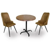 Indigo Werzalit Yuvarlak - Çırağan Fiskos Seti (90 cm çap) - Antik Dark Kahve - 1