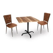 Indigo Werzalit Kare - Kapitoneli Fiskos Takımı (60X60) - Indiana Wood Kahve - 1