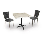 Indigo Werzalit Kare - Kapitoneli Fiskos Takımı (80X80) - Bianco Carrara Siyah - 1