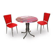 Buket Werzalit Yuvarlak ESB-Kapitoneli Fiskos Seti - Red Wood Kırmızı - 1