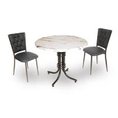 Buket Werzalit Yuvarlak ESB-Kapitoneli Fiskos Seti - Bianco Carrara - 1