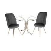 Buket Yuvarlak Cam - Saray 2li Mutfak Masa Takımı - Siyah - 1