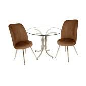 Buket Yuvarlak Cam - Saray 2li Mutfak Masa Takımı - Kahve - 1