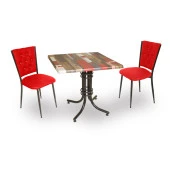 Buket Werzalit Kare ESB-Kapitoneli Fiskos Seti - Red Wood Kırmızı - 1