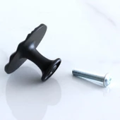 Dalga Düğme Mat Siyah Kulp Mobilya Mutfak Dolabı Çekmece Dolap Kulpları Kapak Kulpu Kulbu Kulb Metal thumbnail 6