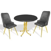 Buket Werzalit Yuvarlak-Çırağan Gold 2li Masa Takımı - Füme - 1